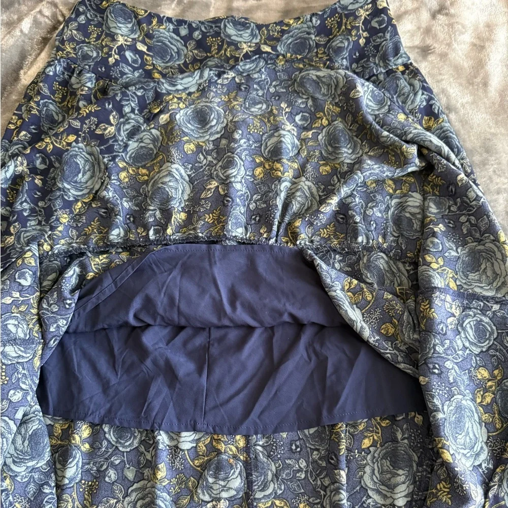 Sweet Salt Tiered Button Front Floral Maxi Skirt Size 4 Blue Boho A-line Cottage